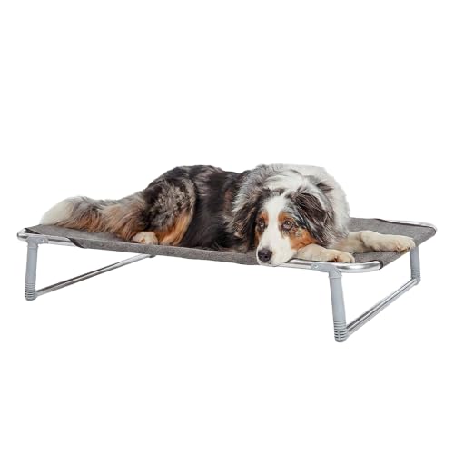 Ferplast Lettino per Cane, Cuccia Cane, Brandina Pieghevole per Cani Dream 100, Solida Struttura in Alluminio, Telo in Tessuto, 105 x 63 x h 18 cm Tortora