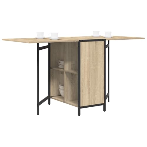 vidaXL Table à dîner 144 x 60 x 75 cm Bois d'ingénierie Chêne Sonoma, Table rectangulaire pour Salon, Meuble Moderne, Rangement stylé, Gain de Place