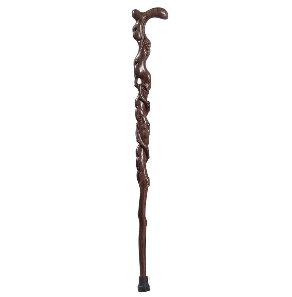 Muleta de bastón de madera maciza para tallar raíces de palo de rosa negro, material completo, de caoba, bastón de ébano africano, muletas para tallar raíces de árbol de ébano adecuado para ancianos