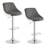 WOLTU Barhocker 2er Set, Barstuhl Höhenverstellbar, PU-Bezug, Grau+Weiß