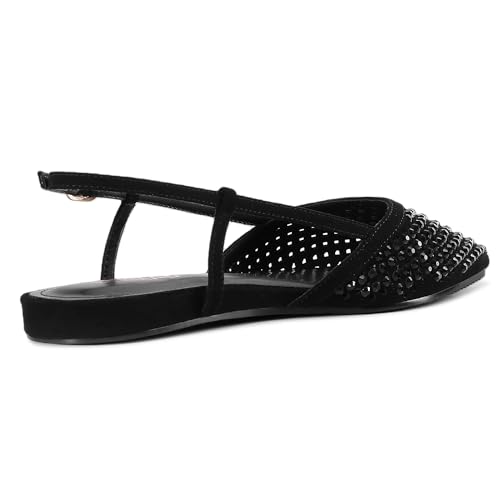 Image of USIMAD Women's Suede Mesh Slingback Flats Pointed Toe Breathable Comfortable Office Dress Shoes