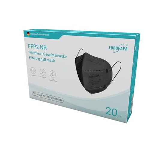 EUROPAPA® 20x FFP2 Schwarz Maske 5-Lagen Mundschutzmaske CE Stelle zertifiziert Atemschutzmasken hygienische Einzelverpackung EU 2016/425