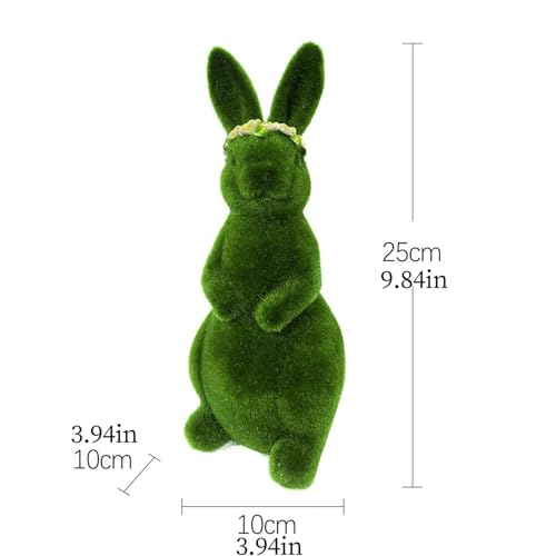 Lapin de Pâques en résine et mousse verte pour décoration de table et jardin
