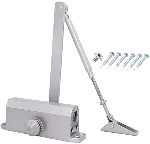 BIGTHREE Door Closer Automatic/Auto Spring Hydraulic Adjustable Arm Heavy Duty Door Closer Adjustable Door Closure for Middle-Weight Door Home or Commercial Use 25-45KG Weight Door