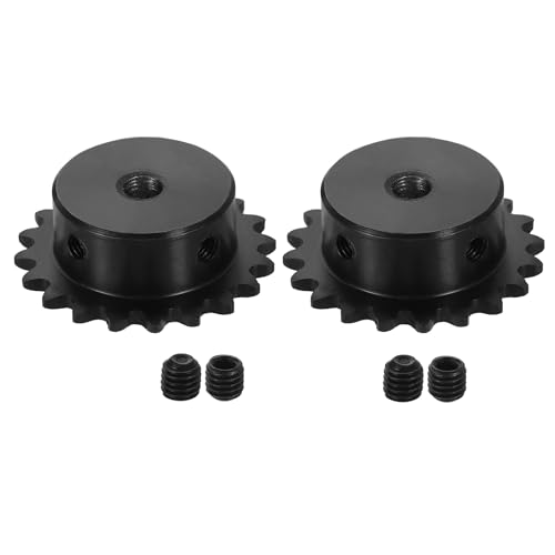 uxcell 2 Pcs #25 Chain Roller Sprocket 6.35mm Bore, 20 Tooth C45 Carbon Steel ANSI #25 Roller Sprocket Round Hole with Set Screws for ISO 04C Chain