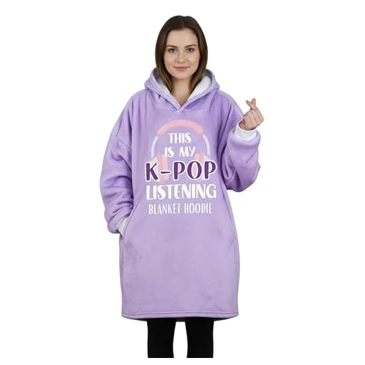 Huglanket K-Pop Gifts for Teen Girl K Pop Lovers, Korean Pop Merch Stuff Wearable Blanket Hoodie for Women for Birthday, Christmas - Listening