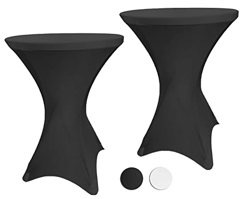 Black Spandex Cocktail Table Cover - Fitted High Top Round Table Cloth,Â  Round Tablecloth Covers for Pub Table, Round Kitchen Table, High Top Table, Bistro Table, Other Tables and Cocktails (2 Pack)