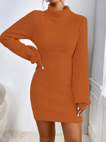 Image of Turtleneck Sweater Dress for Women Knit Mini Bodycon XS-XXL