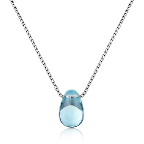 Collier cristal bleu chaîne clavicule argent 925 goutte d'eau