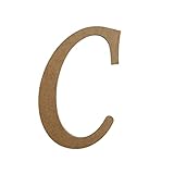 8' Wooden Monotype Font Craft Letter C Unfinished, Blank Fancy Script Monogram Cutout on 1-4' MDF