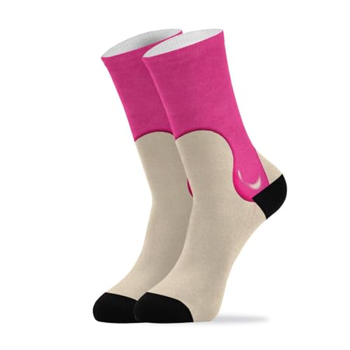WDdZzyy Fashion Street Graffiti Painting Pink Beige cute crew socks running breathable wicking mens tube socks 2-Pair