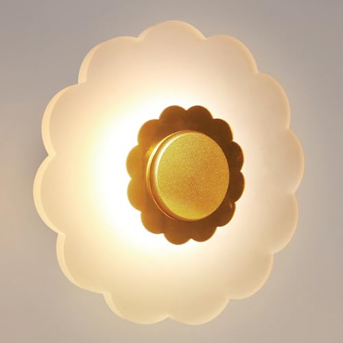 Image of Blossom Glow 3-in-1 LED Wall Light | Modern Fancy Lights for Living Room, Bedroom Wall Decor, Home Decoration Items & Indoor Flower Shape Night Lamp (Golden Accent, Pack of 2)