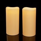 NA Large Solar Candles Outdoor Waterproof, 2 PCS 4.5X9 Inch Flameless Flickering LED Pillar Candle S