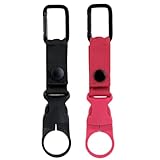 ペットボトルホルダー カラビナ付き（取り外し可能）ドリンク ホルダー ベルトホールド可能 アウトドア 登山 キャンプ ハイキング サバゲー 旅行 水分補給 ペットボトル 着脱簡単 携帯便利 Black-Red