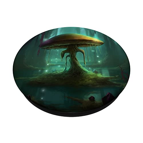 Cute Alien Magic Mushrooms Design PopSockets Swappable PopGrip, Black - Image 2