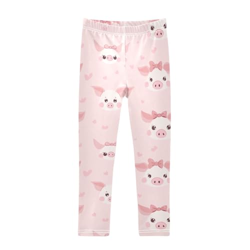 Pig Faces Girls' Leggings Toddler Doodles Pink Bows Kids Yoga Pants Dance Active Tights 4T