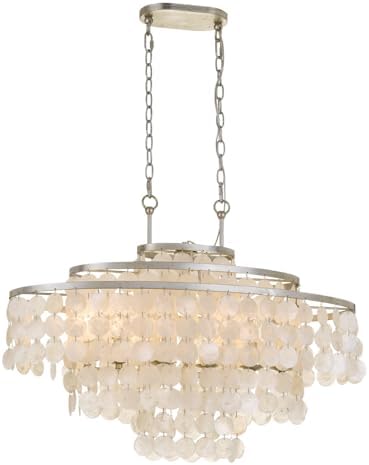 Crystorama Brielle 6 Light Antique Silver Linear Oval Chandelier