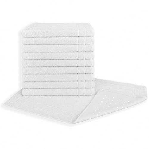 Kit 05 Tapetes para Banheiro Com Antiderrapante Grosso 550g/m² 45x70cm 100% Algodão - Branca