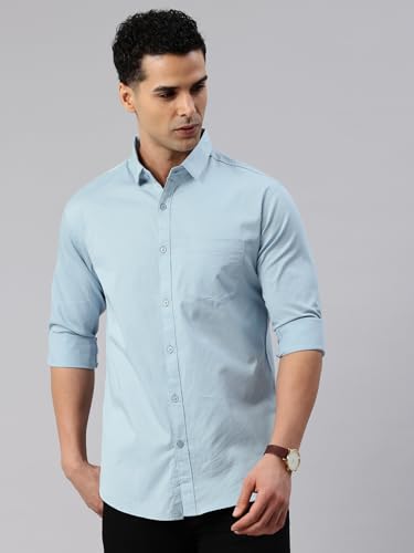 Image of Majestic Man Men's Cotton Slim Fit Solid Casual Shirt