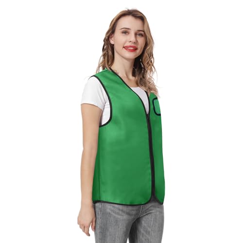 TopTie Volunteer Vest with Transparent PVC Pocket Supermarket Uniform Vest Workwear Zipper Closure3