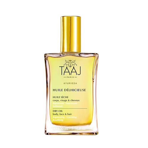 TAAJ Délhicieuse Dry Beauty Oil | Face, Body & Hair | Nourishes, Protects & Revitalizes | Silky Skin & Repaired Hair | Ayurvedic-Inspired Skincare | 96% Natural Ingredients | Vegan | 3.4 fl oz