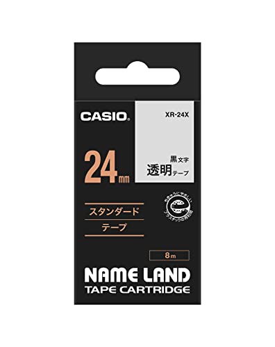 Image of Casio XR-24X1-W Label Printer Tape (Black and Clear)