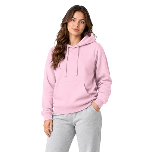 Image of Makii Hoodies for Men & Women UK - Unisex Plain Pullover Hooded Sweatshirt long Sleeve Inside Fleece Hoodie Top For Gym Work Running, L (l), Baby Pink