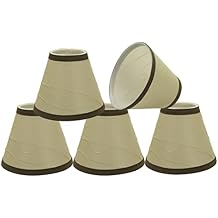 Aspen Creative 32121-5A Small Hardback Empire Shape Chandelier Clip-On Lamp Shade Set 5 Pack, Transitional Design in Beige, 6" bottom width 3" x 6" x 5"