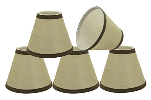 Aspen Creative 32121-5A Small Hardback Empire Shape Chandelier Clip-On Lamp Shade Set (5 Pack), Transitional Design in Beige, 6" bottom width (3" x 6" x 5")