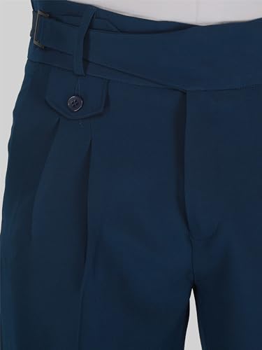 Image of MALENO Tapered Stretchable Poly Lycra Double Pleated Broad Waist Band Gurkha Pants for Men | Korean Fashion Dress Pant for Men