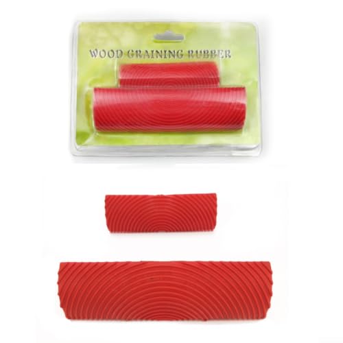 2pcs Rubber Wood Graining Tools, Imitation Wood Grain Painting Roller for Wall Decoration(130mm)