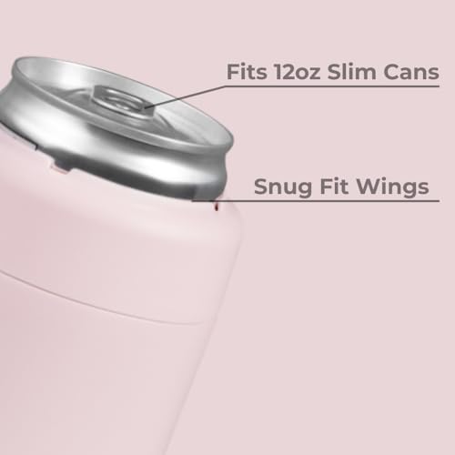 Image of HydroJug Slim Can Cooler 12 oz, Stainless Steel Can Holder, Pink Sand