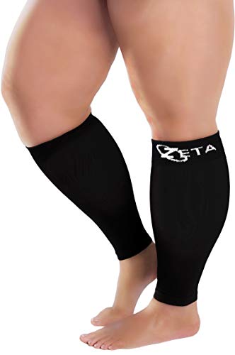 Zeta Wear Plus Size Leg Sleeve Support Socks - The Wide Calf Compression Sleeve Women Love for Its Amazing Fit, Cotton-Rich Comfort, Graduated Compression & Soothing Relief, 1 Pair, Size LXL, Black