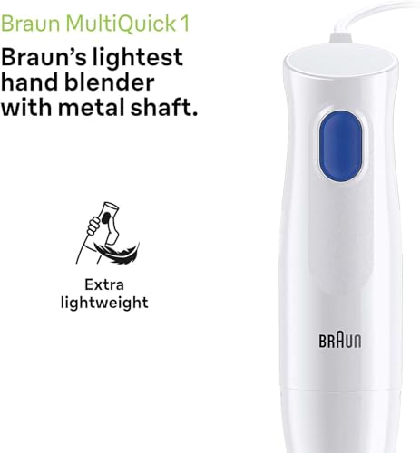 Image of Braun MultiQuick 1, Powerful 450W Hand Blender, Made in Europe, EasyTwist Technology, Lightweight, Stainless Steel Design, Dishwasher Safe, All-in-1: Blender, Grinder, Chopper & Whisker, MQ10.202M