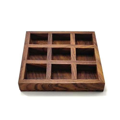 Image of STAR CRAFT Kid Wooden Tic Tac Board Game Handmade Noughts And Crosses Tik Tak Toe Pedagogical Board Wooden Zero Kata Game (Brown 1)