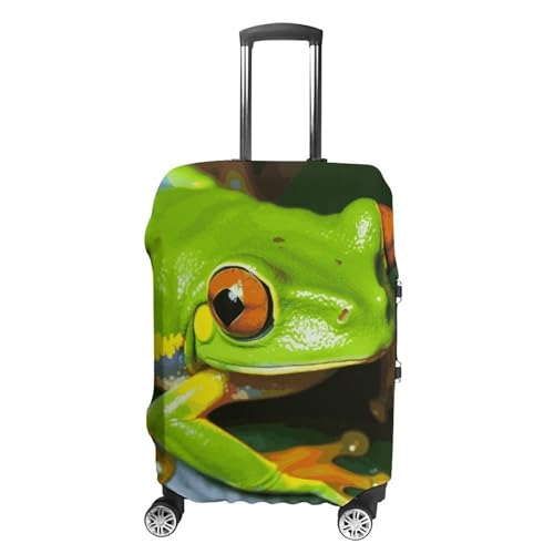 Carry on Luggage Cover Yellow Eye Green Frog Suitcase Covers for Luggages Tsa Approved Travel Luggage Sleeve Protector Elastic Suitcase Protector Anti-Scratch Washable Fits 19-30 Inch Case -L