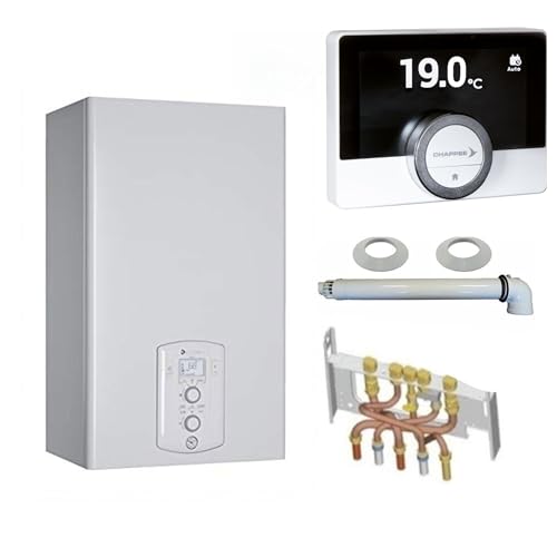 Chaudière Gaz Condensation Urbia Green Chaffoteaux 25 kW Complète (Ventouse + Douilles + Dosseret) avec Thermostat Connecté