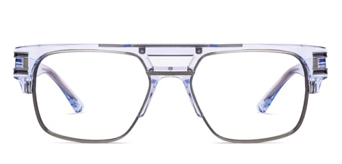Image of Lenskart Studio Hip Hop Ft. Divine | Full Rim Hexagonal Zero Power Bluecut & Antiglare Computer Eyeglasses For Eye Protection And Strain | Men & Women | Large | LK E000046
