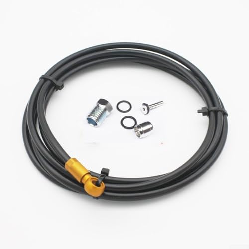 Hydraulic Brake Hose for, 2 Meter Stainless Steel Reinforced Brake Tube Kit Compatible with R1, R1R, RO, for RX, T1, for MEGA(Golden)