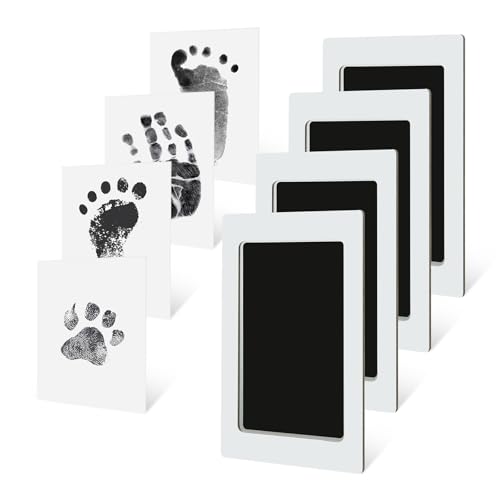 Image of PandaEar 4 Pack Inkless Baby Hand and Footprint Kit, Clean Touch Ink Pad Kit for Newborn and Pets, Dog Paw & Nose Print Kit