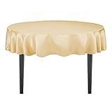 LinenTablecloth 90-Inch Satin Tablecloth, Round, Gold