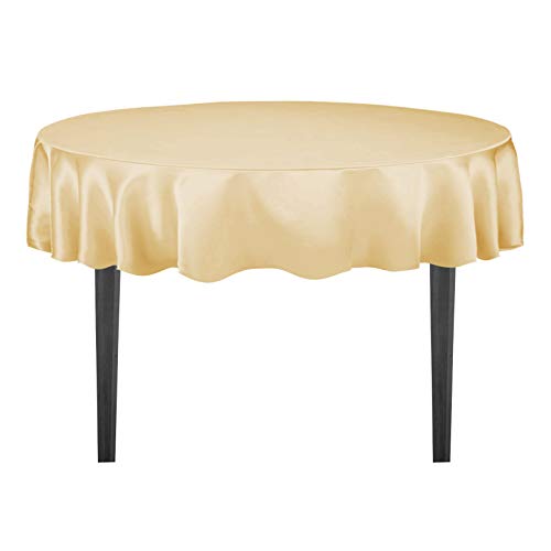 LinenTablecloth 70-Inch Round Satin Tablecloth Gold