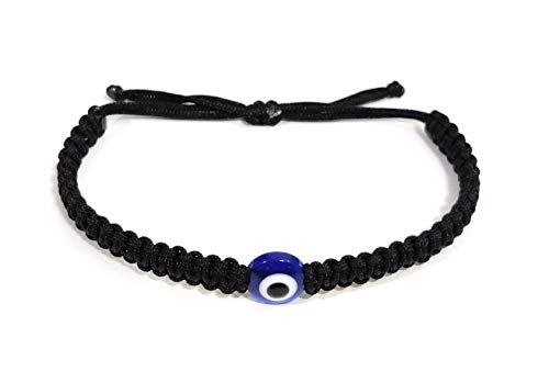 Image of evil eye bracelet black cord for(unisex adult)(not for anklet