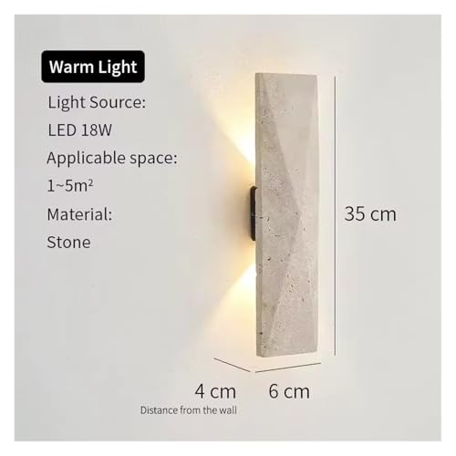 Apliques de pared LED de estilo japonés con piedra travertino decorativa 2