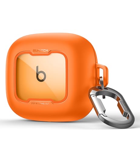 Image of SURITCH for Beats Powerbeats Pro 2 Case Cover, Magnetic Locking Cases for Beats Powerbeats Pro 2 2025, Shockproof Bumper Protective Covers with Carabiner & Keyring & Cleaner Kit, Orange