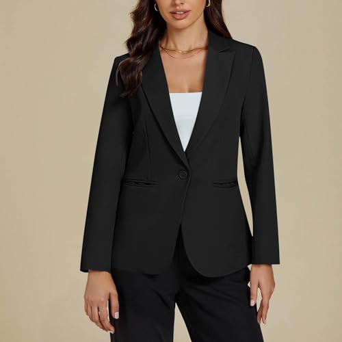 Womens Blazer Business Casual Open Front Cardigan Tops Office Work Long Sleeve Light Suit Jackets with Pockets3