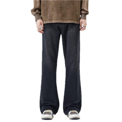 Jeans Pants Trousers Denim Versatile Simple Style High End Black Micro Pull Men's Washed Floor Comfortable