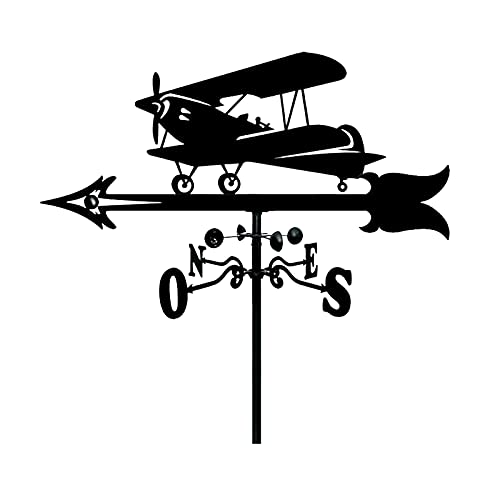ZAANU Veleta de Viento Veletas Diseño Aviones Retro Patio de Acero Inoxidable Veleta de Hierro Forjado Indicador de dirección del Viento Esculturas de Aviones creativos Veleta con antiox