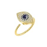 Hasdnker Anillo Anillos Mujer Hombre Rings Anillo De Compromiso Giratorio De Ojo De Diablo con Flor De Cristal para Mujer, Antiestrés Y Ansiedad, Ajustable (280)