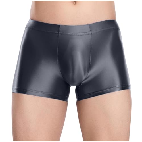 Herren Unterhosen Glatte Boxershorts Satin Unterwäsche Herren-Reizwäsche Ohne Kratzenden Underwear Winter Boxer Sexy Retroshorts Baumwolle Shortys Angebote Grau L